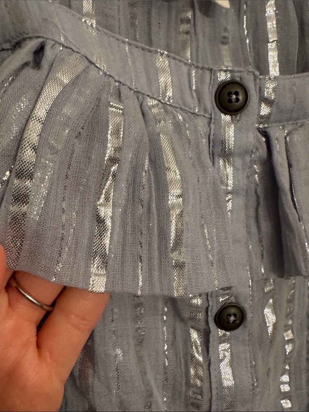 Light Blue Ruffle Button-Front Top - Picture 7 of 7